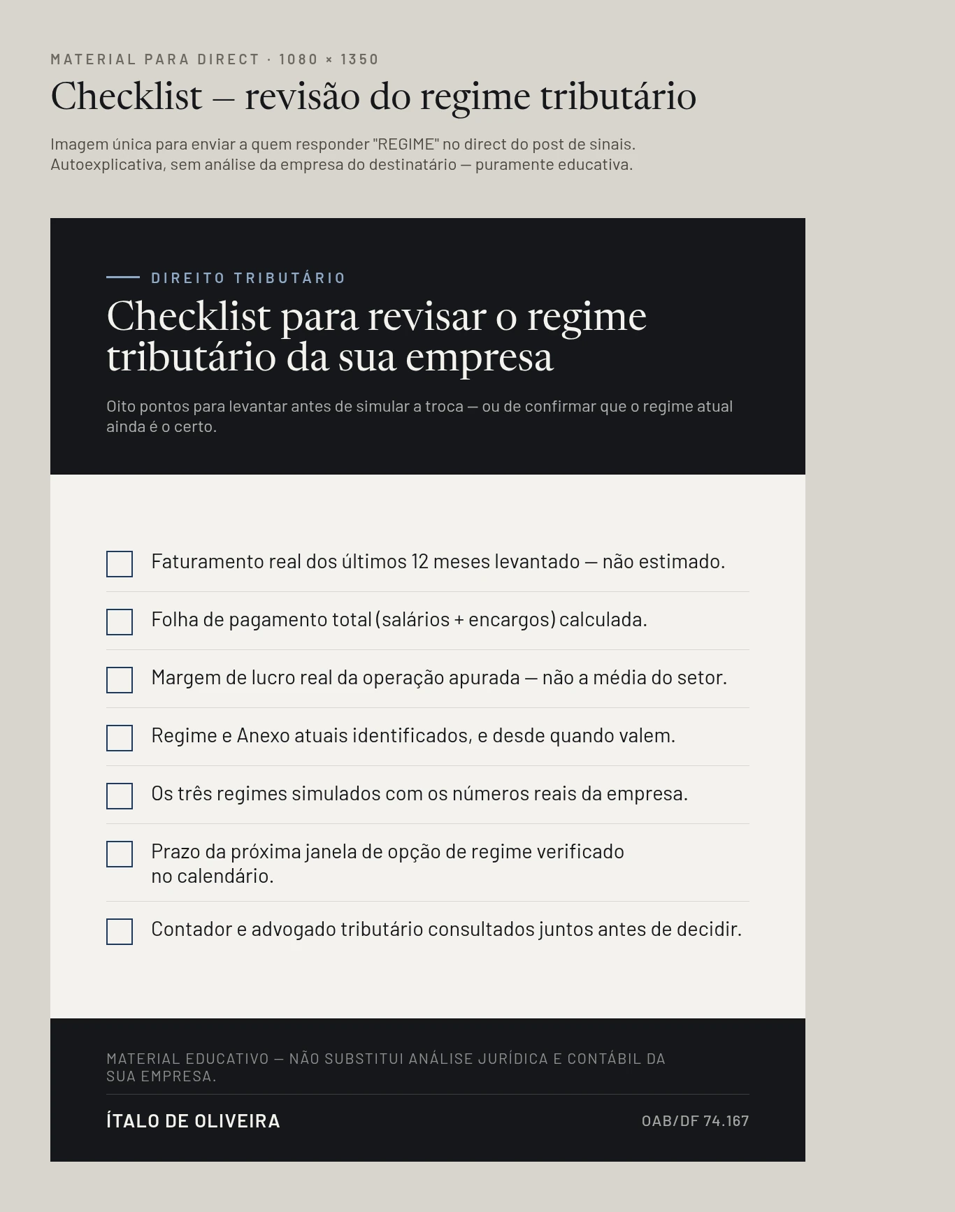 Prévia do Checklist Revisão de Regime Tributário